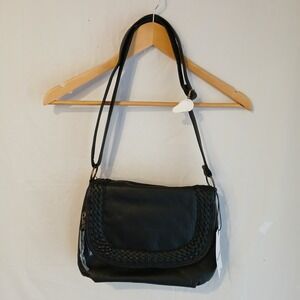 Wallflowers Black Faux Leather Crossbody Brass Hardware NWT!